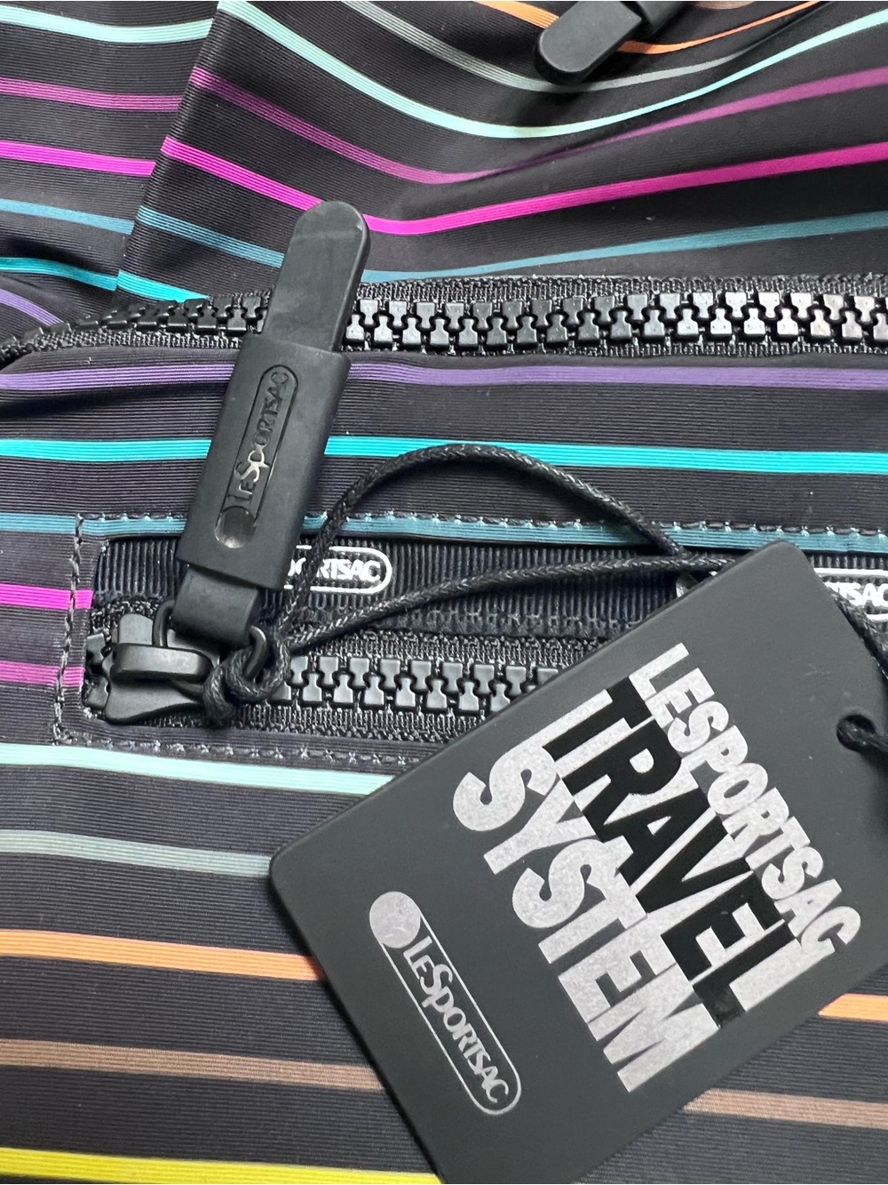LeSportsac Black Multi-Stripe Backpack NWT - Picture 3 of 4